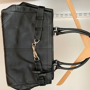 Black leather Coach tote